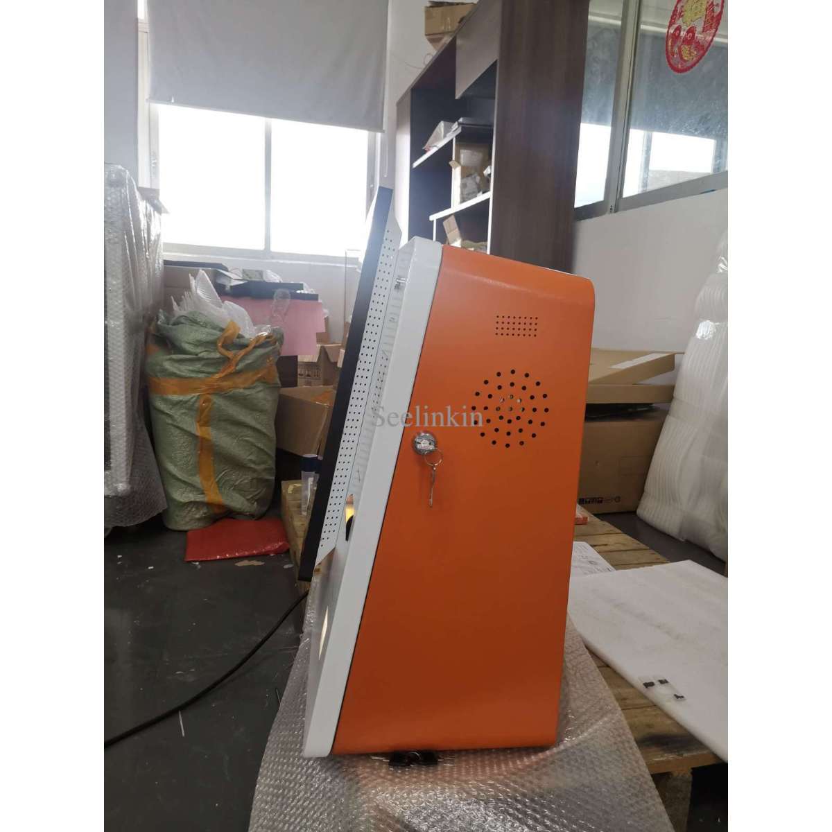 wall mounted kiosk side